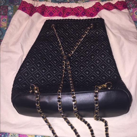 Tory Burch Black Quilted Leather Drawstring Backpack main image 4